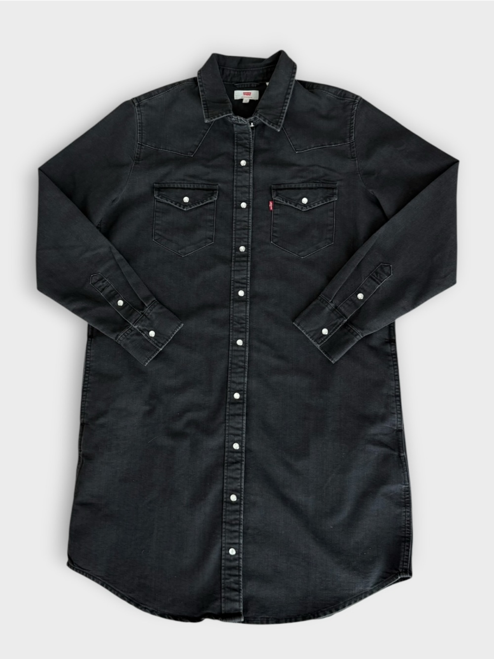 GUC Women’s Levi’s Black Denim Pearl Snap Button up Dress | Medium